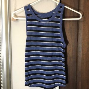 Comfy black blue striped tank top